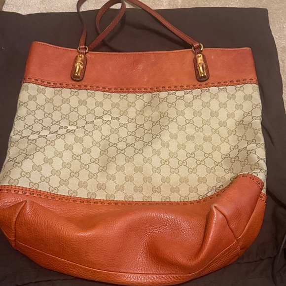 Gucci Handbags - Gucci Women's Brown /Orange and Cream Laidback Crafty Tote Bag